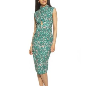 Alexia Admor Elouise Sheath Dress Abstract Green floral size M